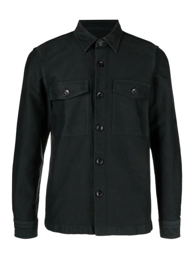 Tom Ford Olive Green Button Shirt In Black