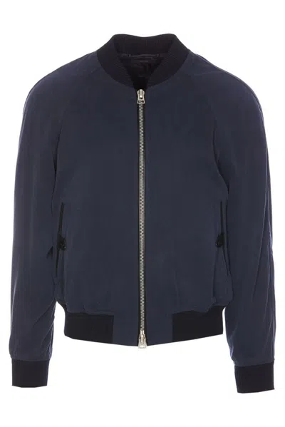 Tom Ford Olive Green Lyocell Bomber Jacket In Blue
