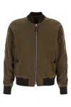 Tom Ford Ribbed Bomber Jacket With Button Accents In Darkolive