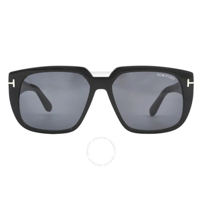 Tom Ford Oliver Smoke Square Men's Sunglasses Ft1025 05a 56 In Black / Olive