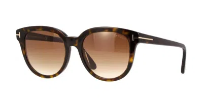 Pre-owned Tom Ford Olivia -02 Ft 0914 Dark Havana/brown Shaded (52f) Sunglasses