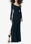 Tom Ford One-shoulder Long Sleeve Jersey Gown In Black