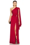 Tom Ford Embellished One-sleeve Draped Silk-crepe Gown In Red