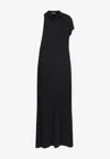 Tom Ford Long Draped One Shoulder Maxi Dress In Black