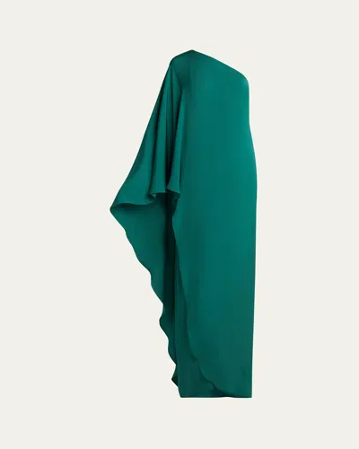 Tom Ford One-shoulder Kaftan Gown In Jade