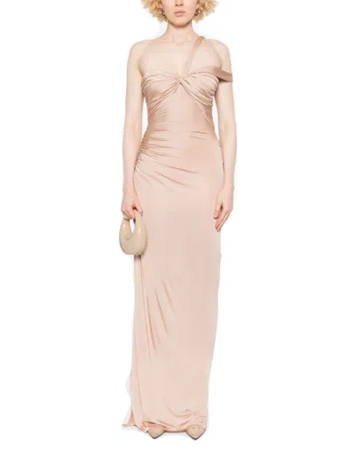 Tom Ford One-shoulder Pink Dress With Twisted Bodice In Neutral