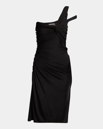 Tom Ford One-shoulder Ruched Mini Dress In Black