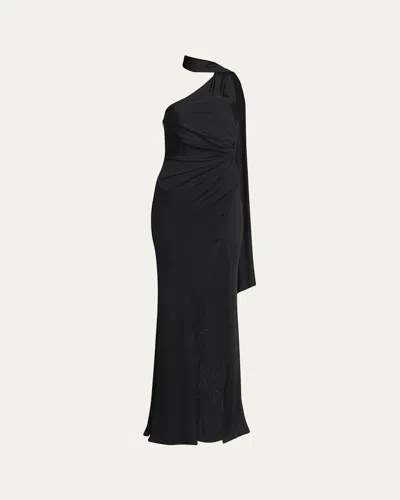 Tom Ford One-shoulder Scarf-neck Ruched Slit Gown