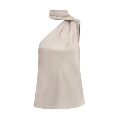 Tom Ford One Shoulder Silk Top In Silver