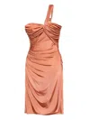 Tom Ford One-shoulder Twist-front Cocktail Dress In Brown