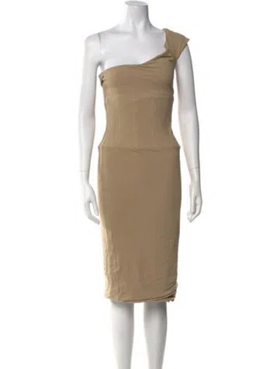 Pre-owned Tom Ford One-shoulder Knee-length Dress In Neutral