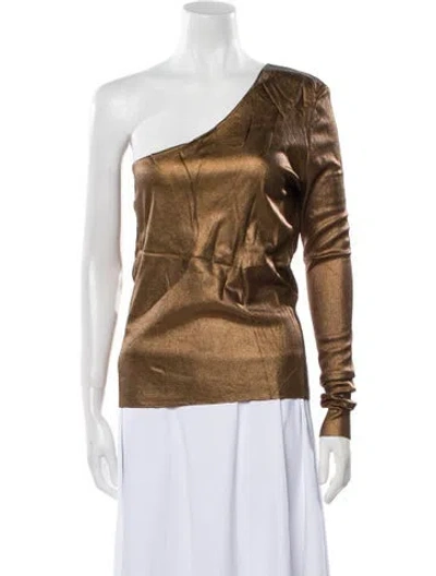 Pre-owned Tom Ford One-shoulder Long Sleeve Top In Brown
