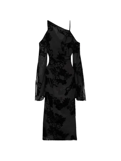Tom Ford One-shoulder Midi Dress In Black