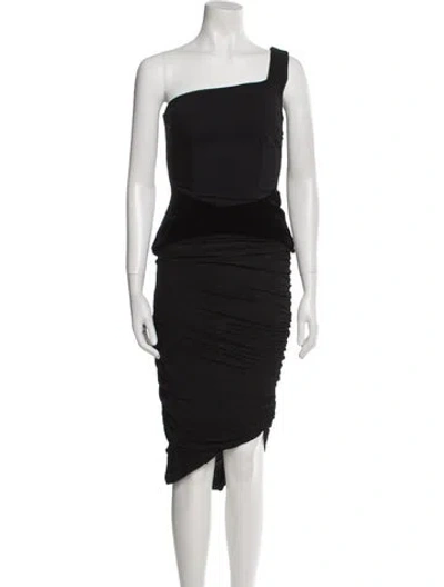 Pre-owned Tom Ford One-shoulder Midi Length Dress In Black