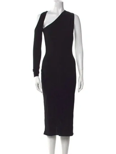 Pre-owned Tom Ford One-shoulder Midi Length Dress In Black