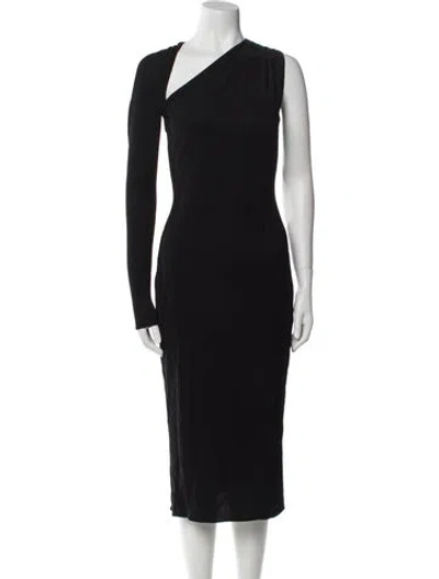 Pre-owned Tom Ford One-shoulder Midi Length Dress In Black