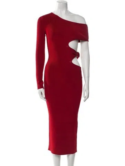Pre-owned Tom Ford One-shoulder Midi Length Dress In Red