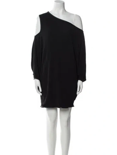 Pre-owned Tom Ford One-shoulder Mini Dress In Black