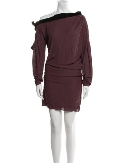 Pre-owned Tom Ford One-shoulder Mini Dress In Burgundy
