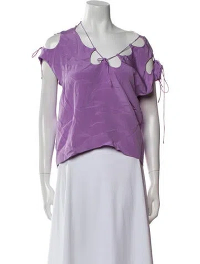 Pre-owned Tom Ford One-shoulder Short Sleeve Blouse In Purple