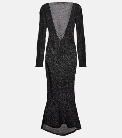 Tom Ford Open-back Embellished Maxi Dress In Black