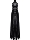 Tom Ford Stretch Tulle And Velvet Halterneck Evening Dress In 黑色