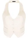 TOM FORD OPEN-BACK TWILL WAISTCOAT - WOMEN'S - POLYESTER/VIRGIN WOOL/CUPRO/MOTHER OF PEARL