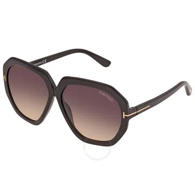 Tom Ford Open Box -  Pippa Brown Gradient Square Sunglasses Ft0791 01b 60 In Black