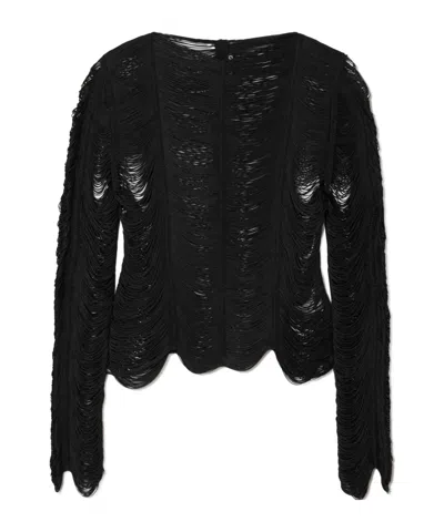 Tom Ford Open-knit Blouse In Black