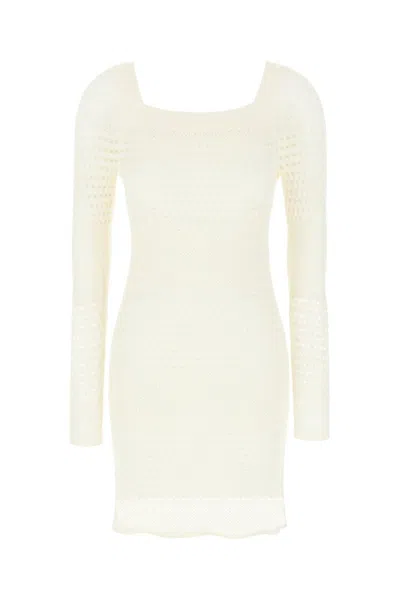 Tom Ford Open-knit Long-sleeved Mini Dress In White