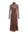Tom Ford Long Sleeve Metallic Lace Turtleneck Maxi Dress In Multicolor