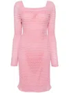 Tom Ford Open-knit Square-neck Minidress In Pink