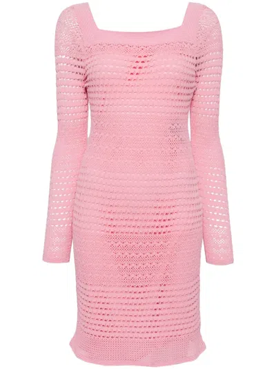 TOM FORD OPEN-KNIT SQUARE-NECK MINIDRESS