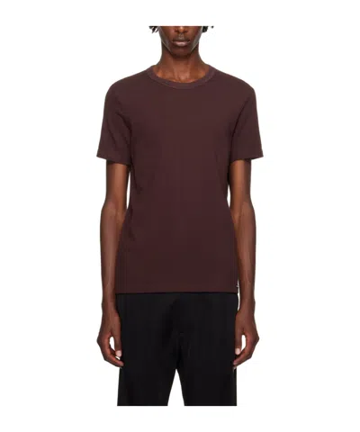 Tom Ford Cotton Blend Crew Neck T-shirt In Purple