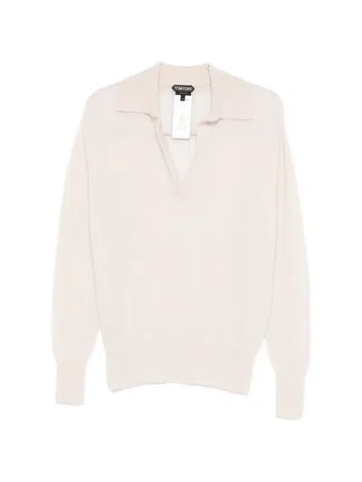 Tom Ford Open Polo Top In White