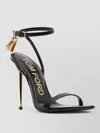 Tom Ford Open Toe Ankle Strap Pump Gold Hardware In Black