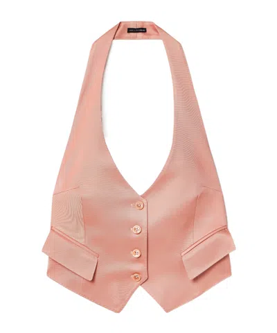 Tom Ford Open-back Silk And Wool-blend Twill Vest In Pink