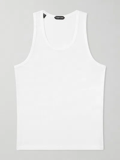 Tom Ford Cotton Mesh Tank Top In White