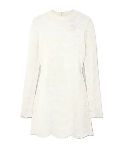 Tom Ford Pointelle-knit Cotton And Silk-blend Mini Dress In White