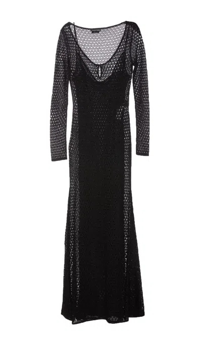 Tom Ford Openwork Lurex Maxi Dress In Black