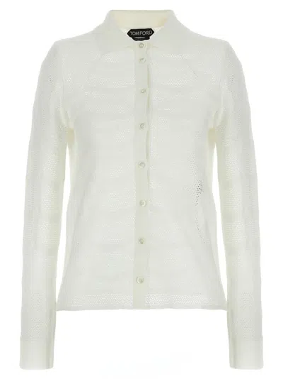 TOM FORD OPENWORK SILK-COTTON CARDIGAN WITH BUTTON CLOSURE