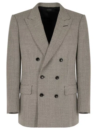 Tom Ford Opposite Birdseye Db Jacket Clothing In Multi