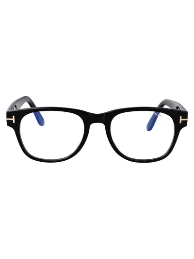 Tom Ford Blue Light Block Square Men's Eyeglasses Ft5870-b 001 50 In Shiny Black