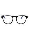 Tom Ford 50mm Square Blue Light Blocking Glasses In 001 Nero Lucido