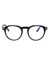 Tom Ford 50mm Square Blue Light Blocking Glasses In 001 Nero Lucido
