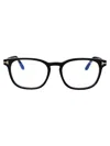 Tom Ford 50mm Square Blue Light Blocking Glasses In 001 Nero Lucido