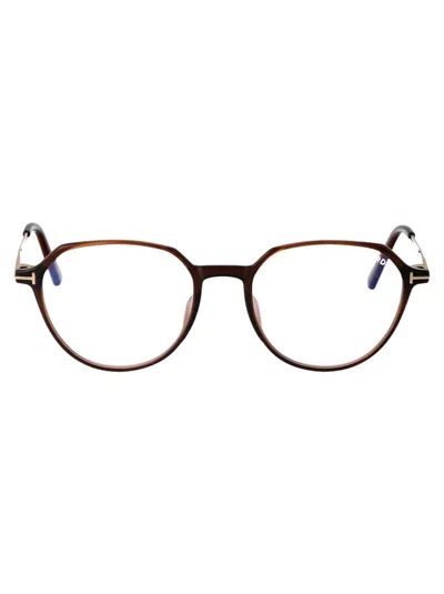 Tom Ford Ft5875-b/v Glasses In 048 Marrone Scuro Luc