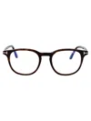 Tom Ford 50mm Square Blue Light Blocking Glasses In 052 Avana Scura