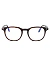 Tom Ford 50mm Square Blue Light Blocking Glasses In 052 Avana Scura