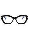 Tom Ford Blue Light Block Cat Eye Ladies Eyeglasses Ft5949-b 001 56 In Nero Lucido